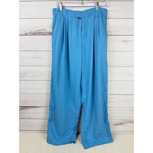 A New Day Women's‎ Blue Linen Blend Wide Leg Pleated Pants Size 10